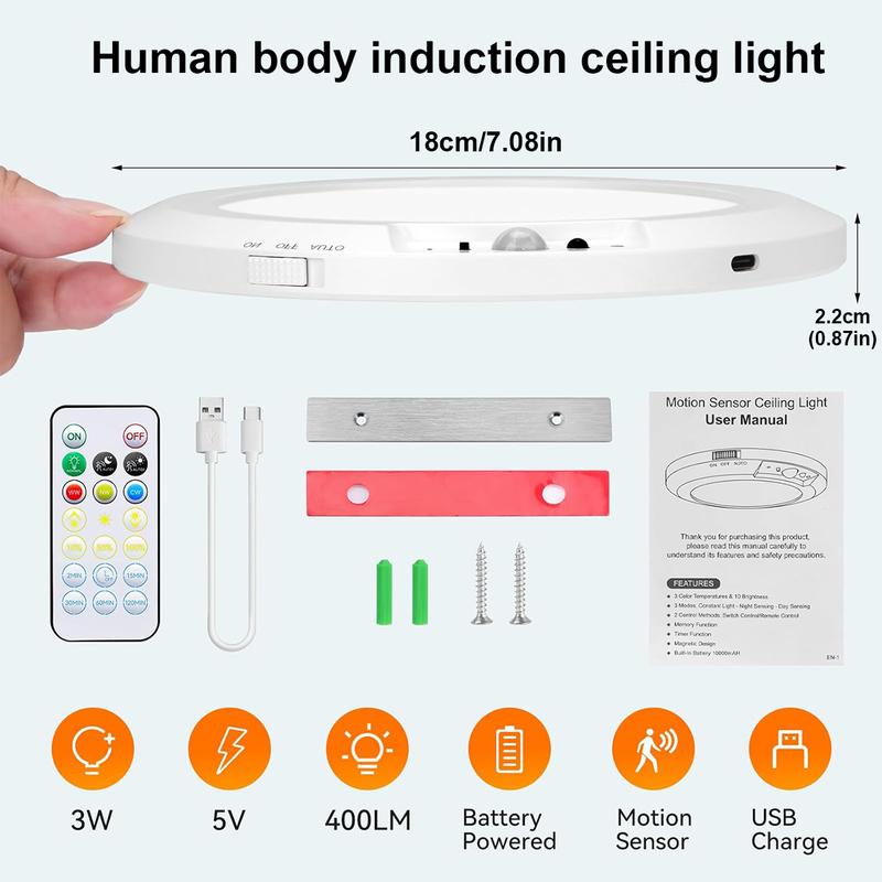 Stick-on Rechargeable Motion Sensor Ceiling Light